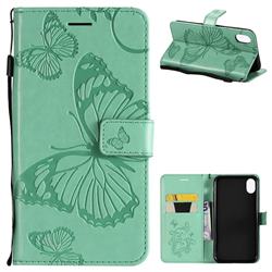 Embossing 3D Butterfly Leather Wallet Case for iPhone Xr (6.1 inch) - Green