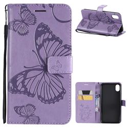 Embossing 3D Butterfly Leather Wallet Case for iPhone Xr (6.1 inch) - Purple