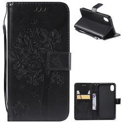Embossing Butterfly Tree Leather Wallet Case for iPhone Xr (6.1 inch) - Black