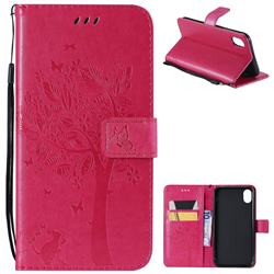 Embossing Butterfly Tree Leather Wallet Case for iPhone Xr (6.1 inch) - Rose