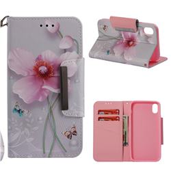Pearl Flower Big Metal Buckle PU Leather Wallet Phone Case for iPhone Xr (6.1 inch)