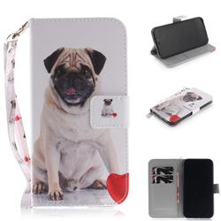 Pug Dog Hand Strap Leather Wallet Case for iPhone Xr (6.1 inch)
