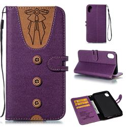 Ladies Bow Clothes Pattern Leather Wallet Phone Case for iPhone Xr (6.1 inch) - Purple