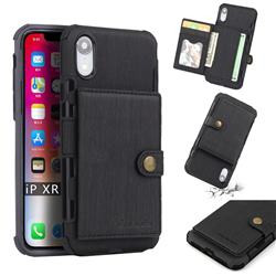 Brush Multi-function Leather Phone Case for iPhone Xr (6.1 inch) - Black
