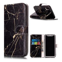 Black Gold Marble PU Leather Wallet Case for iPhone Xr (6.1 inch)