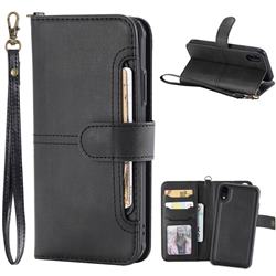 Retro Multi-functional Detachable Leather Wallet Phone Case for iPhone Xr (6.1 inch) - Black