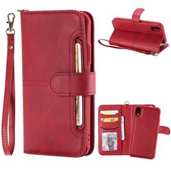Retro Multi-functional Detachable Leather Wallet Phone Case for iPhone Xr (6.1 inch) - Red