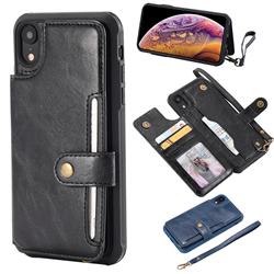 Retro Aristocratic Demeanor Anti-fall Leather Phone Back Cover for iPhone Xr (6.1 inch) - Black