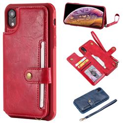 Retro Aristocratic Demeanor Anti-fall Leather Phone Back Cover for iPhone Xr (6.1 inch) - Red