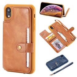 Retro Aristocratic Demeanor Anti-fall Leather Phone Back Cover for iPhone Xr (6.1 inch) - Brown