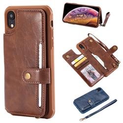 Retro Aristocratic Demeanor Anti-fall Leather Phone Back Cover for iPhone Xr (6.1 inch) - Coffee