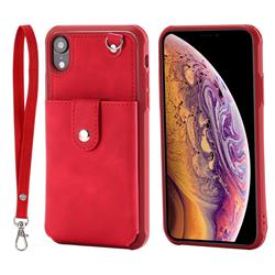 Retro Luxury Anti-fall Mirror Leather Phone Back Cover for iPhone Xr (6.1 inch) - Red