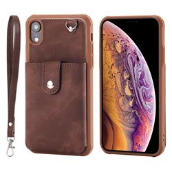 Retro Luxury Anti-fall Mirror Leather Phone Back Cover for iPhone Xr (6.1 inch) - Coffee
