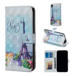 Paris Tower 3D Painted Leather Phone Wallet Case for iPhone Xr (6.1 inch)
