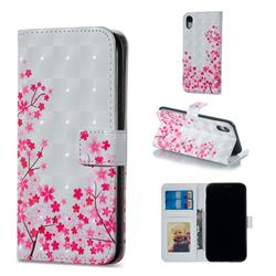Cherry Blossom 3D Painted Leather Phone Wallet Case for iPhone Xr (6.1 inch)