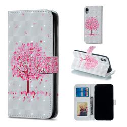 Sakura Flower Tree 3D Painted Leather Phone Wallet Case for iPhone Xr (6.1 inch)