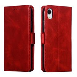 Retro Classic Calf Pattern Leather Wallet Phone Case for iPhone Xr (6.1 inch) - Red