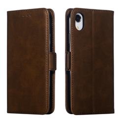 Retro Classic Calf Pattern Leather Wallet Phone Case for iPhone Xr (6.1 inch) - Brown