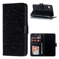 Intricate Embossing Datura Solar Leather Wallet Case for iPhone Xr (6.1 inch) - Black