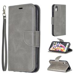 Classic Sheepskin PU Leather Phone Wallet Case for iPhone Xr (6.1 inch) - Gray
