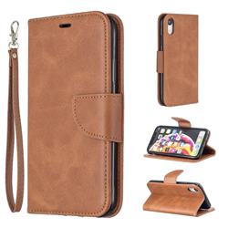 Classic Sheepskin PU Leather Phone Wallet Case for iPhone Xr (6.1 inch) - Brown