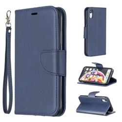 Classic Sheepskin PU Leather Phone Wallet Case for iPhone Xr (6.1 inch) - Blue