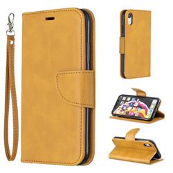 Classic Sheepskin PU Leather Phone Wallet Case for iPhone Xr (6.1 inch) - Yellow