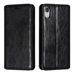 Retro Slim Magnetic Crazy Horse PU Leather Wallet Case for iPhone Xr (6.1 inch) - Black