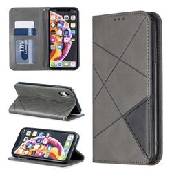 Prismatic Slim Magnetic Sucking Stitching Wallet Flip Cover for iPhone Xr (6.1 inch) - Gray