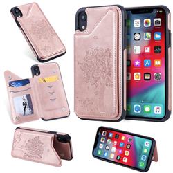 Luxury Tree and Cat Multifunction Magnetic Card Slots Stand Leather Phone Back Cover for iPhone Xr (6.1 inch) - Rose Gold