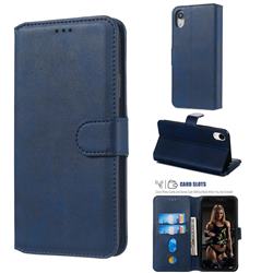 Retro Calf Matte Leather Wallet Phone Case for iPhone Xr (6.1 inch) - Blue