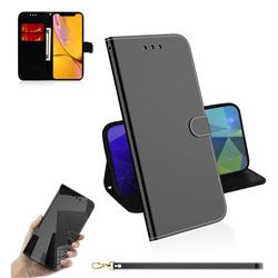 Shining Mirror Like Surface Leather Wallet Case for iPhone Xr (6.1 inch) - Black