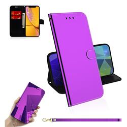 Shining Mirror Like Surface Leather Wallet Case for iPhone Xr (6.1 inch) - Purple