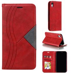 Retro S Streak Magnetic Leather Wallet Phone Case for iPhone Xr (6.1 inch) - Red