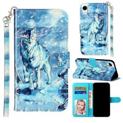 Snow Wolf 3D Leather Phone Holster Wallet Case for iPhone Xr (6.1 inch)