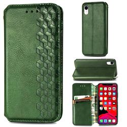 Ultra Slim Fashion Business Card Magnetic Automatic Suction Leather Flip Cover for iPhone Xr (6.1 inch) - Green