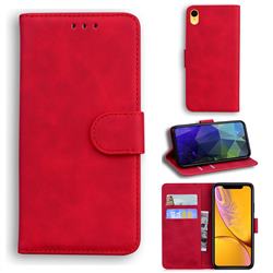 Retro Classic Skin Feel Leather Wallet Phone Case for iPhone Xr (6.1 inch) - Red