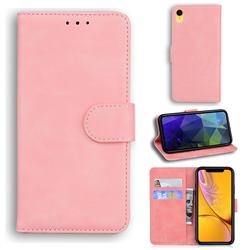 Retro Classic Skin Feel Leather Wallet Phone Case for iPhone Xr (6.1 inch) - Pink