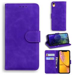 Retro Classic Skin Feel Leather Wallet Phone Case for iPhone Xr (6.1 inch) - Purple