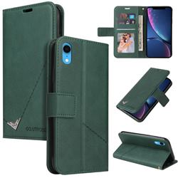 GQ.UTROBE Right Angle Silver Pendant Leather Wallet Phone Case for iPhone Xr (6.1 inch) - Green