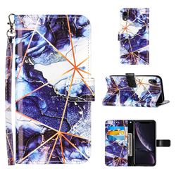 Starry Blue Stitching Color Marble Leather Wallet Case for iPhone Xr (6.1 inch)