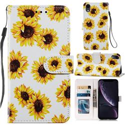Sunflower Smooth Leather Phone Wallet Case for iPhone Xr (6.1 inch)
