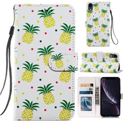 Pineapple Smooth Leather Phone Wallet Case for iPhone Xr (6.1 inch)