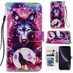 Wolf Totem Smooth Leather Phone Wallet Case for iPhone Xr (6.1 inch)
