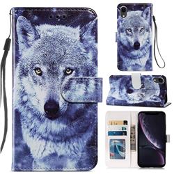 White Wolf Smooth Leather Phone Wallet Case for iPhone Xr (6.1 inch)