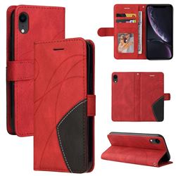 Luxury Two-color Stitching Leather Wallet Case Cover for iPhone Xr (6.1 inch) - Red