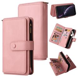 Luxury Multi-functional Zipper Wallet Leather Phone Case Cover for iPhone Xr (6.1 inch) - Pink