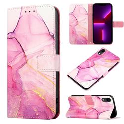 Pink Purple Marble Leather Wallet Protective Case for iPhone Xr (6.1 inch)