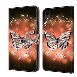 Crystal Butterfly Crystal PU Leather Protective Wallet Case Cover for iPhone Xr (6.1 inch)