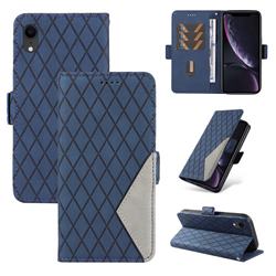 Grid Pattern Splicing Protective Wallet Case Cover for iPhone Xr (6.1 inch) - Blue